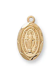 Gold on Sterling Miraculous Baby Pendant Boxed - J569B