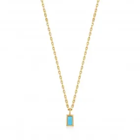 Gold Turquoise Drop Pendant Necklace N033-01G