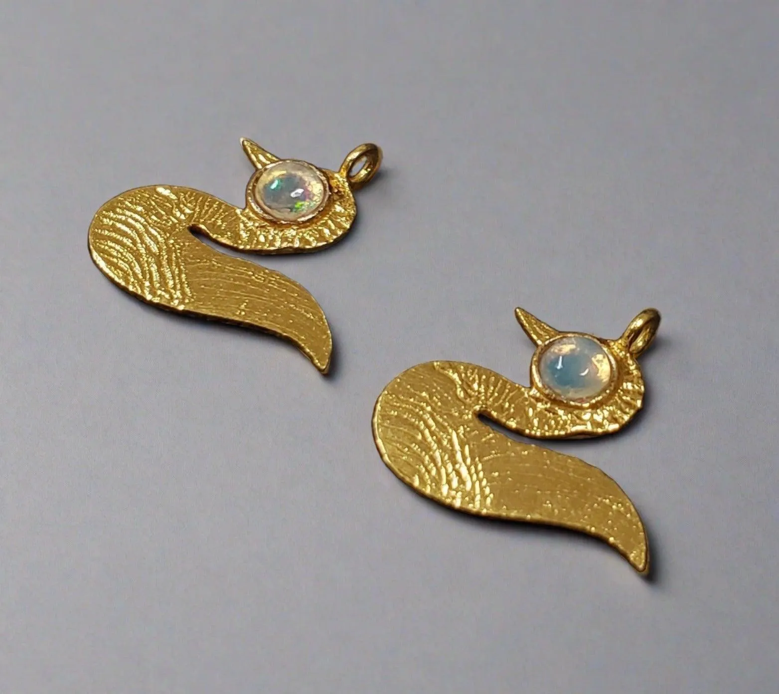 Gold Vermeil Duck Shape Ethiopian Opal Charm