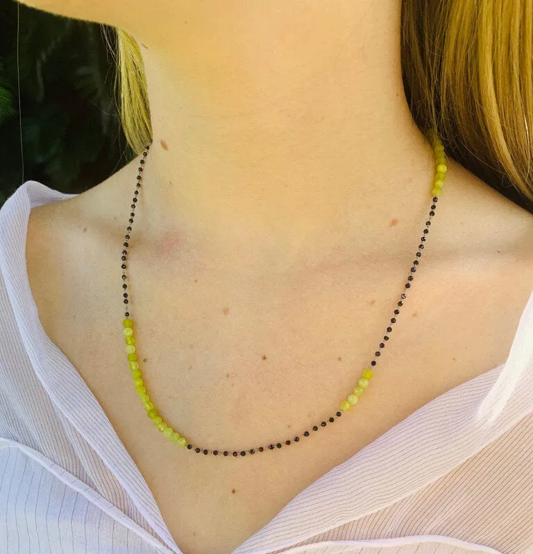 Green Opal & Sapphire Necklace 20-22"