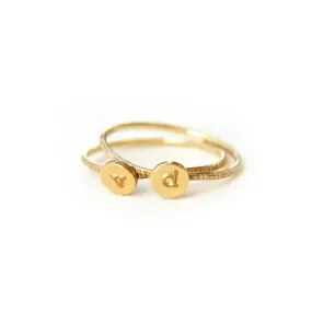 Hammered Initial Ring