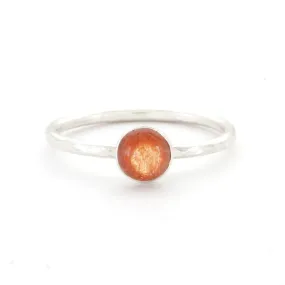 Hammered Silver Sunstone Ring - PLUMERIA