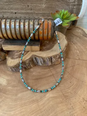 Handmade Sterling Silver Torpedo & Turquoise Choker Necklace