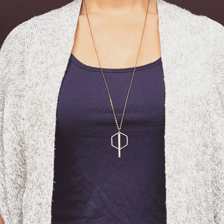Hexagon and Gold Bar Necklace