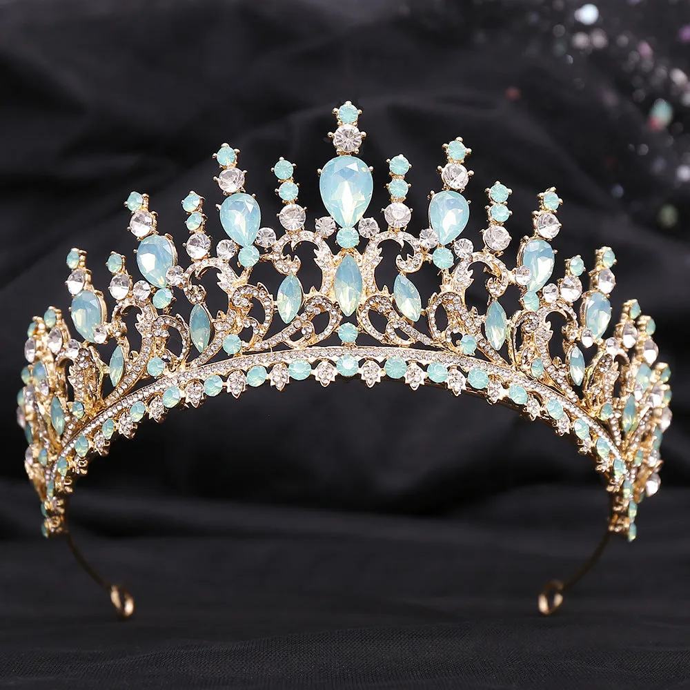 Hot selling wedding crystal headband baroque blue jelly rhinestone bridal crown