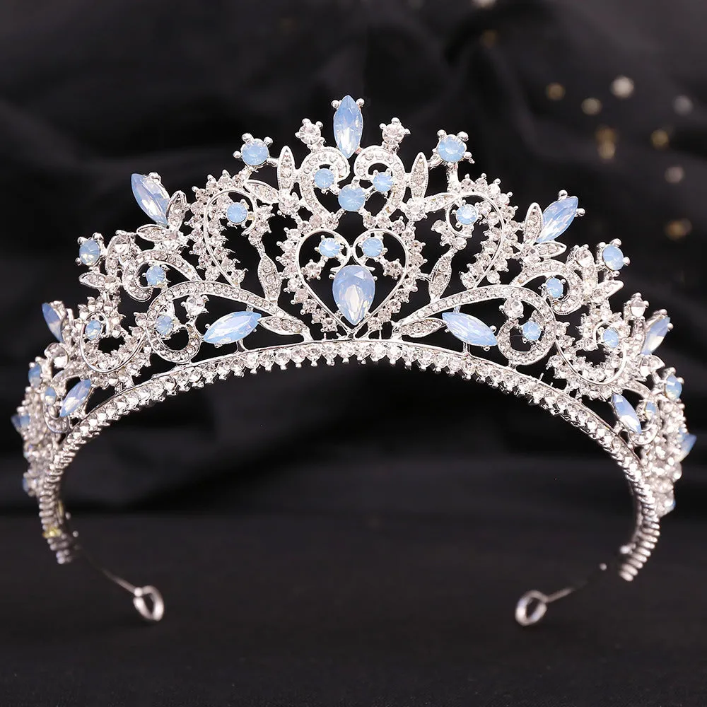 Hot selling wedding crystal headband baroque blue jelly rhinestone bridal crown