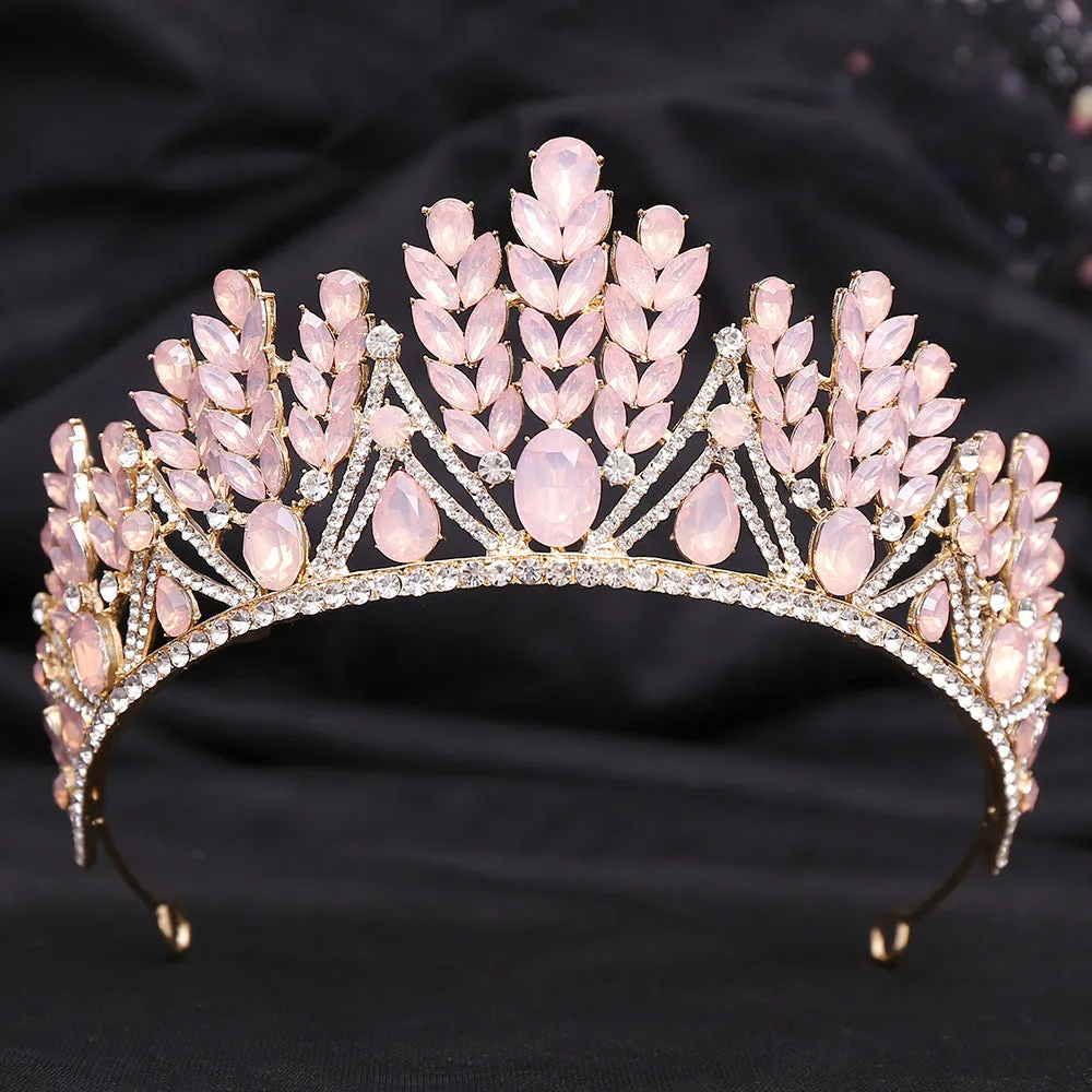 Hot selling wedding crystal headband baroque blue jelly rhinestone bridal crown