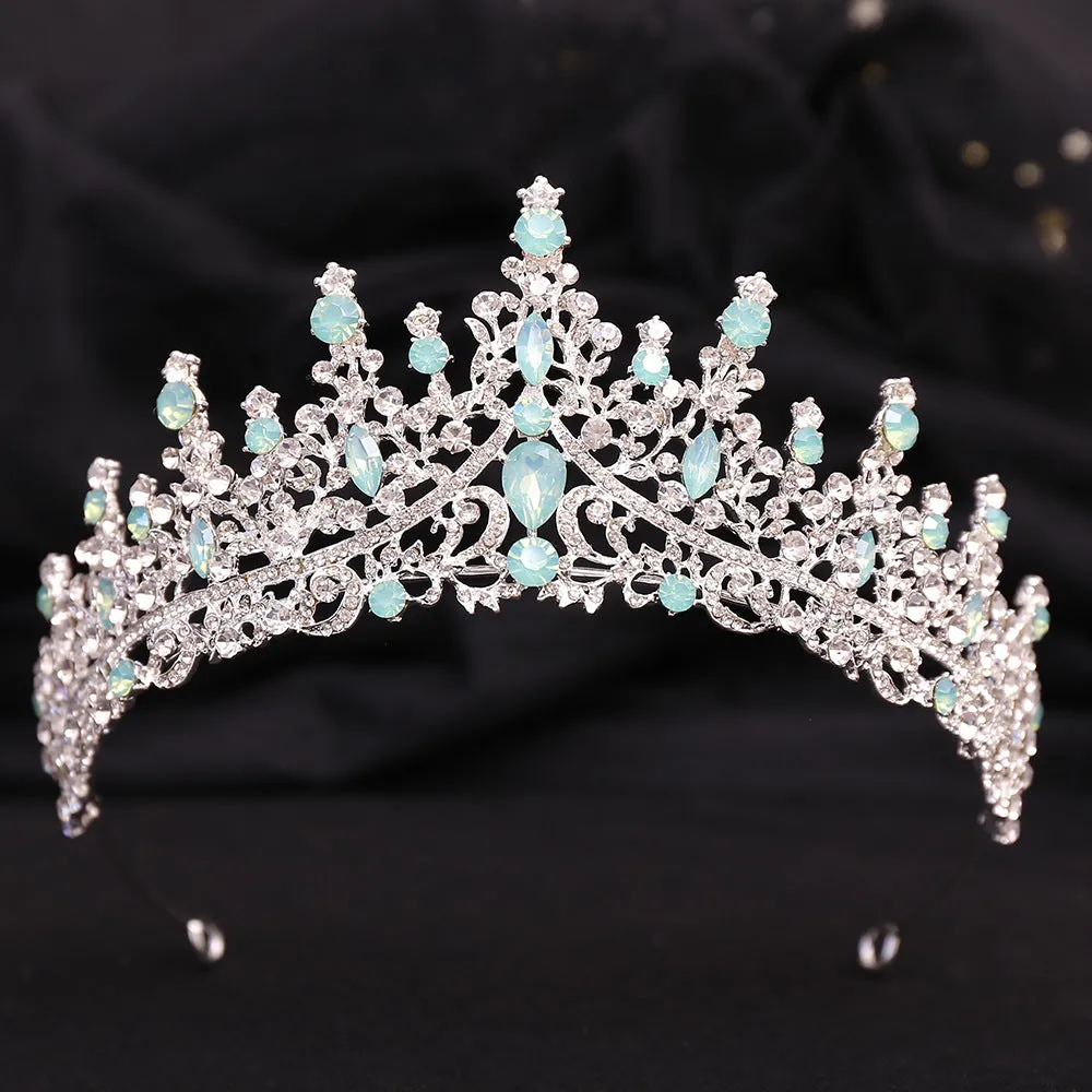 Hot selling wedding crystal headband baroque blue jelly rhinestone bridal crown