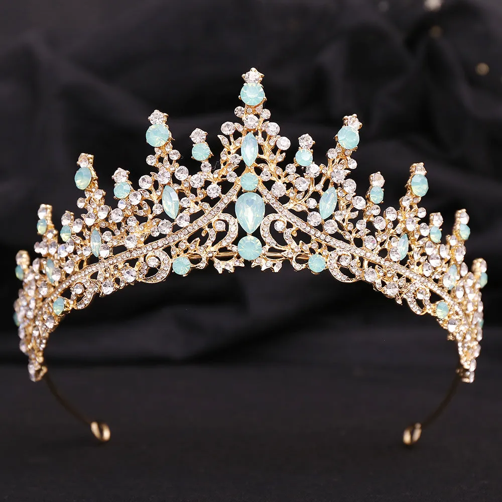 Hot selling wedding crystal headband baroque blue jelly rhinestone bridal crown