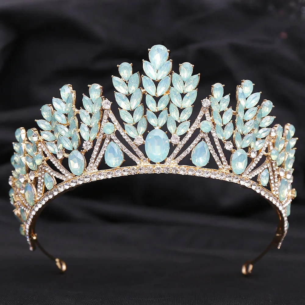 Hot selling wedding crystal headband baroque blue jelly rhinestone bridal crown
