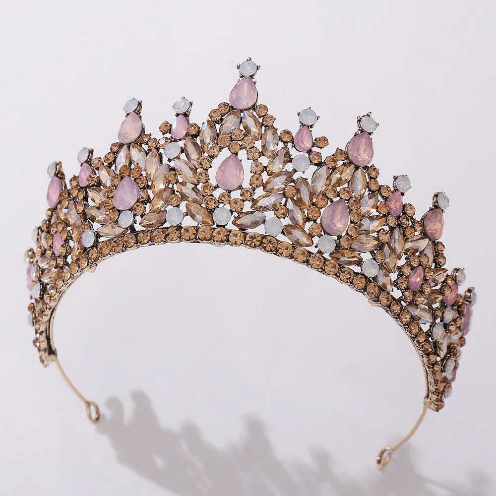 Hot selling wedding crystal headband baroque blue jelly rhinestone bridal crown