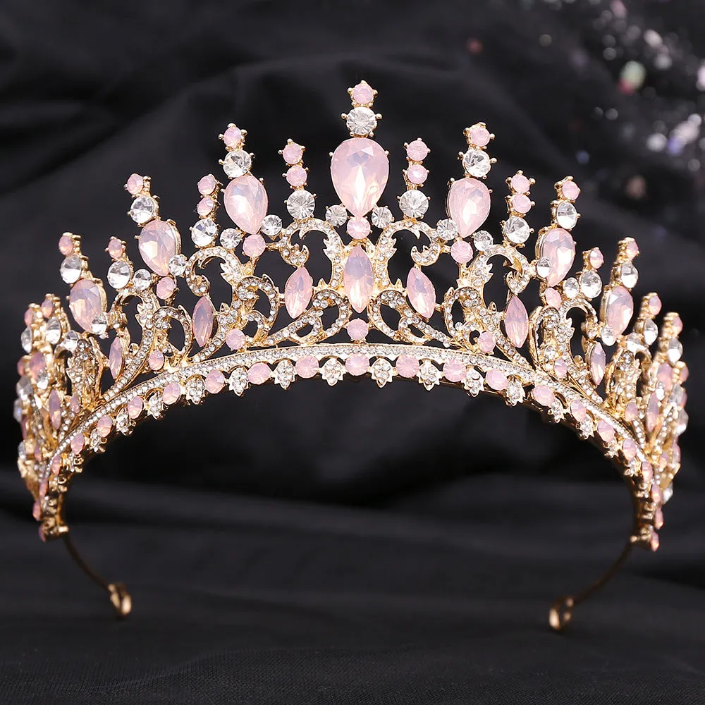 Hot selling wedding crystal headband baroque blue jelly rhinestone bridal crown