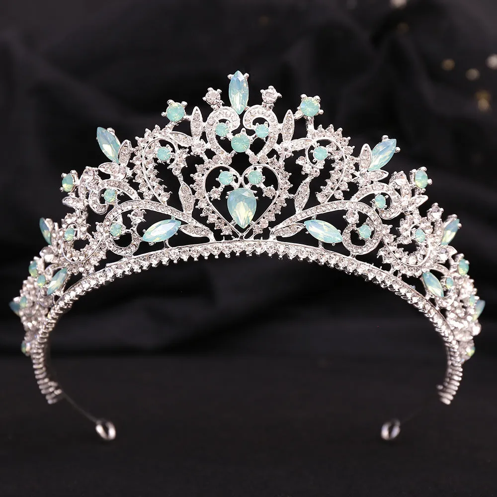 Hot selling wedding crystal headband baroque blue jelly rhinestone bridal crown