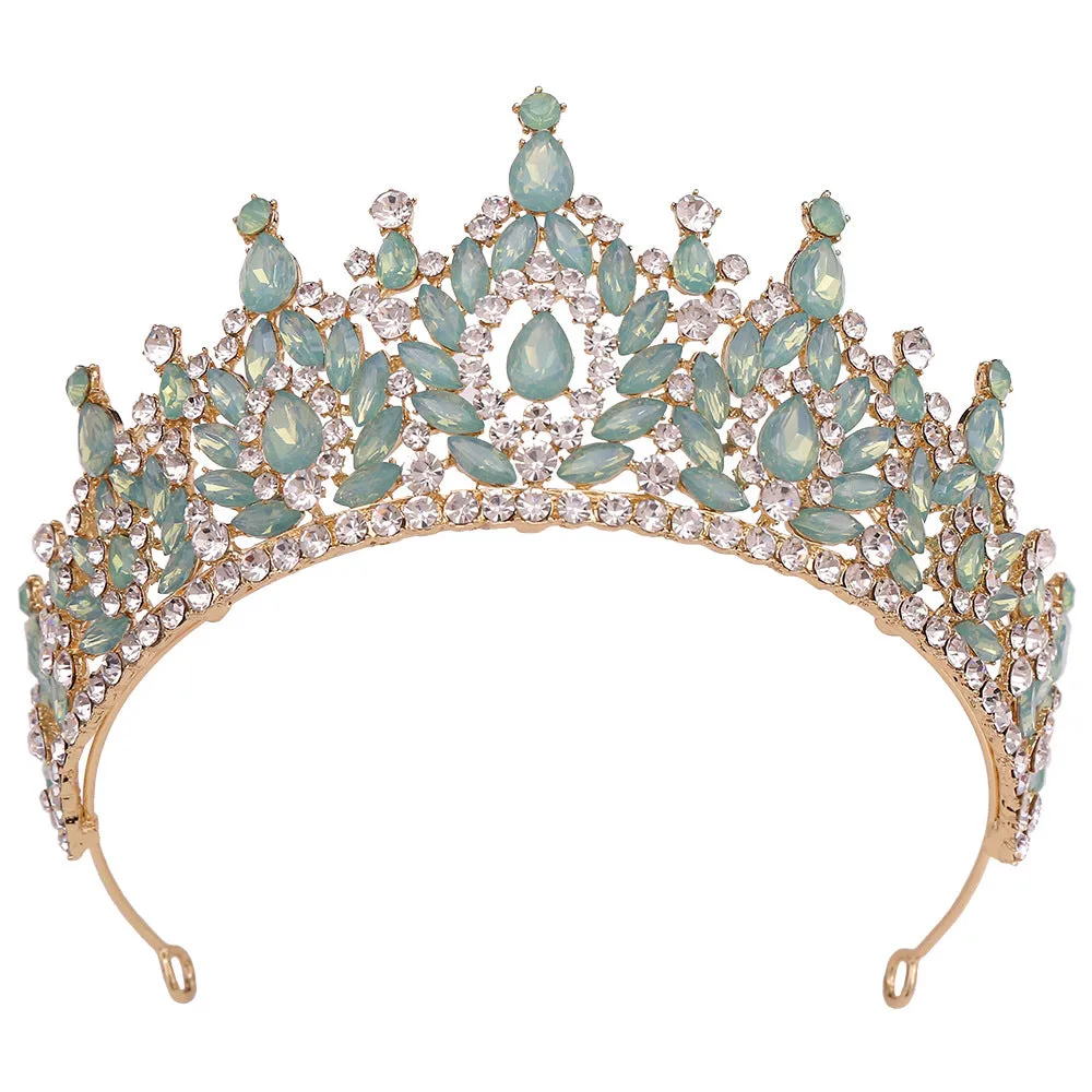 Hot selling wedding crystal headband baroque blue jelly rhinestone bridal crown