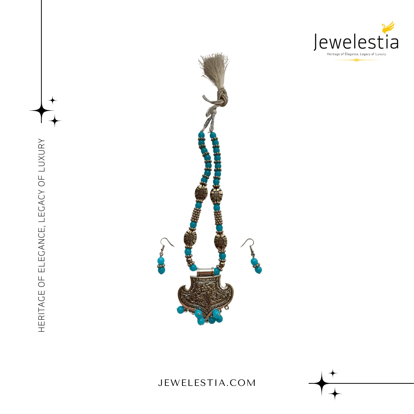 Jewelestia Heritage Turquoise Necklace and Earring Set