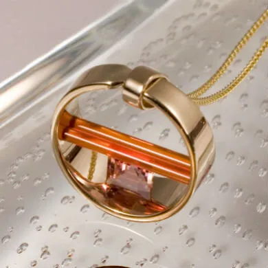 John Kennedy 14K Gold Necklace And Carnelian And Cubic Zirconia Pendant
