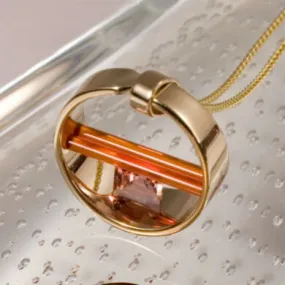 John Kennedy 14K Gold Necklace And Carnelian And Cubic Zirconia Pendant