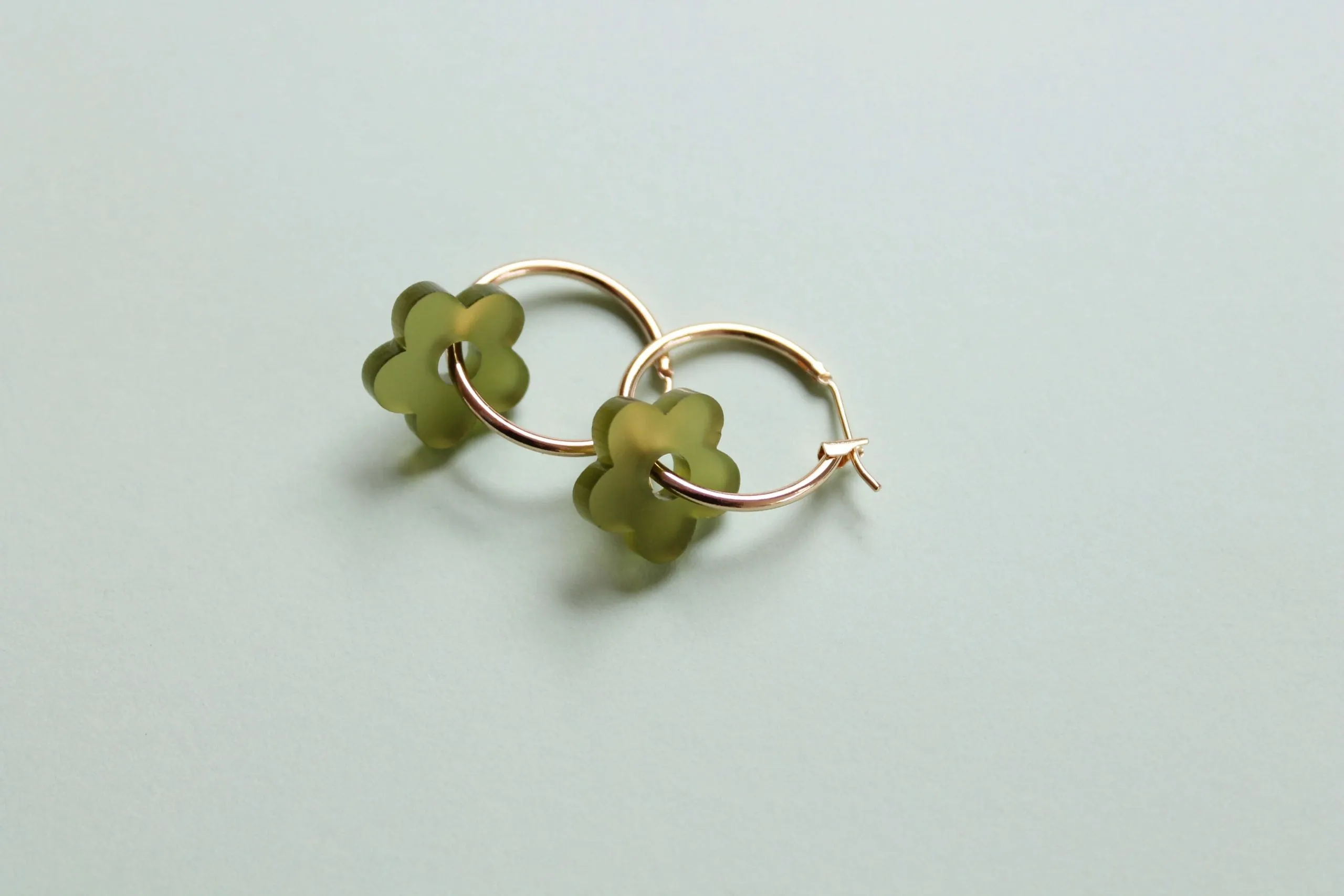 Jules & Clem Colourful Flower Hoop Earrings in Perspex & Gold Plate