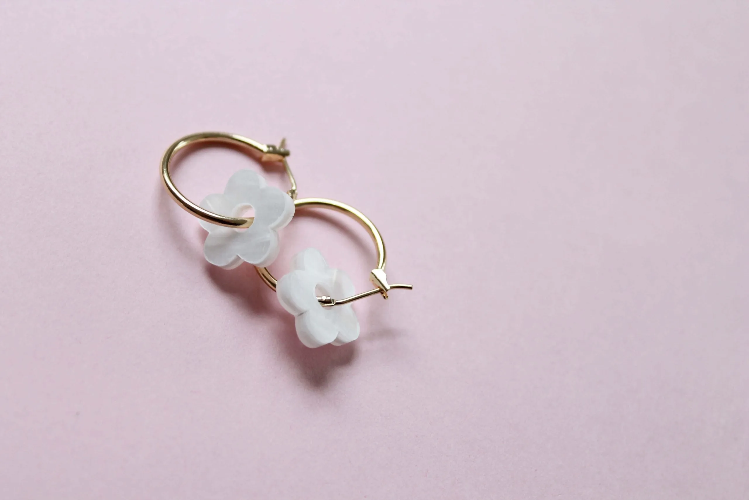 Jules & Clem Colourful Flower Hoop Earrings in Perspex & Gold Plate