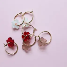 Jules & Clem Colourful Flower Hoop Earrings in Perspex & Gold Plate