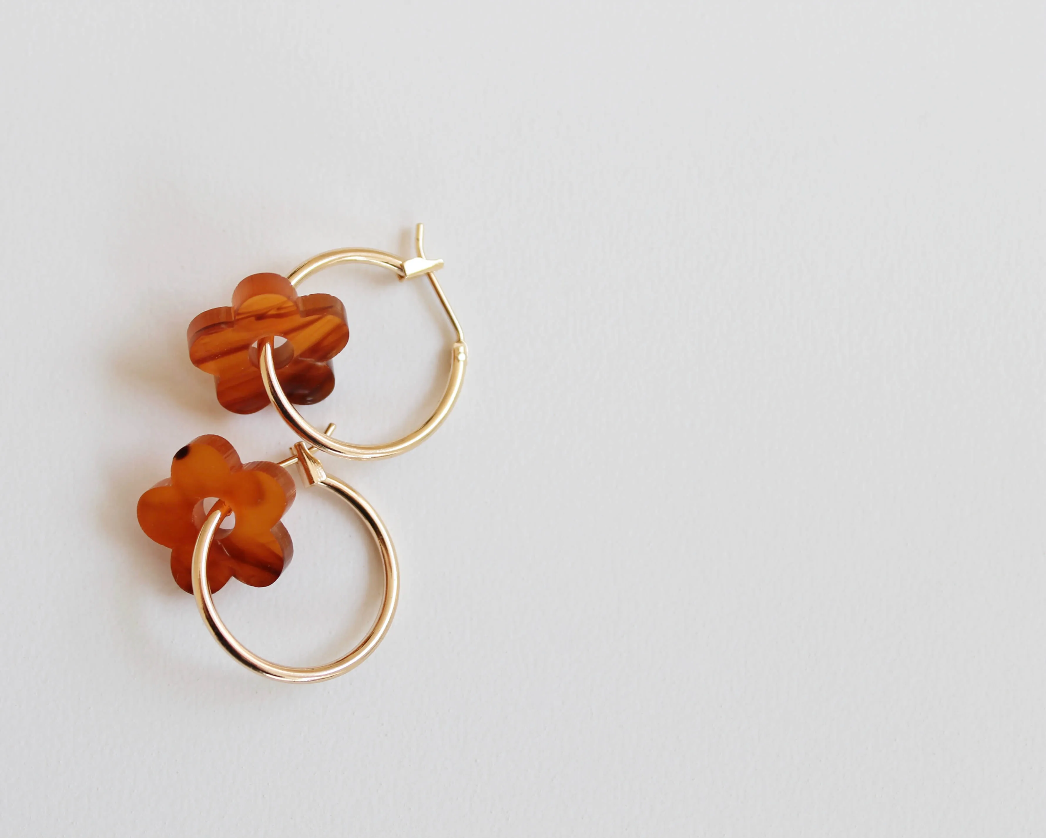 Jules & Clem Colourful Flower Hoop Earrings in Perspex & Gold Plate