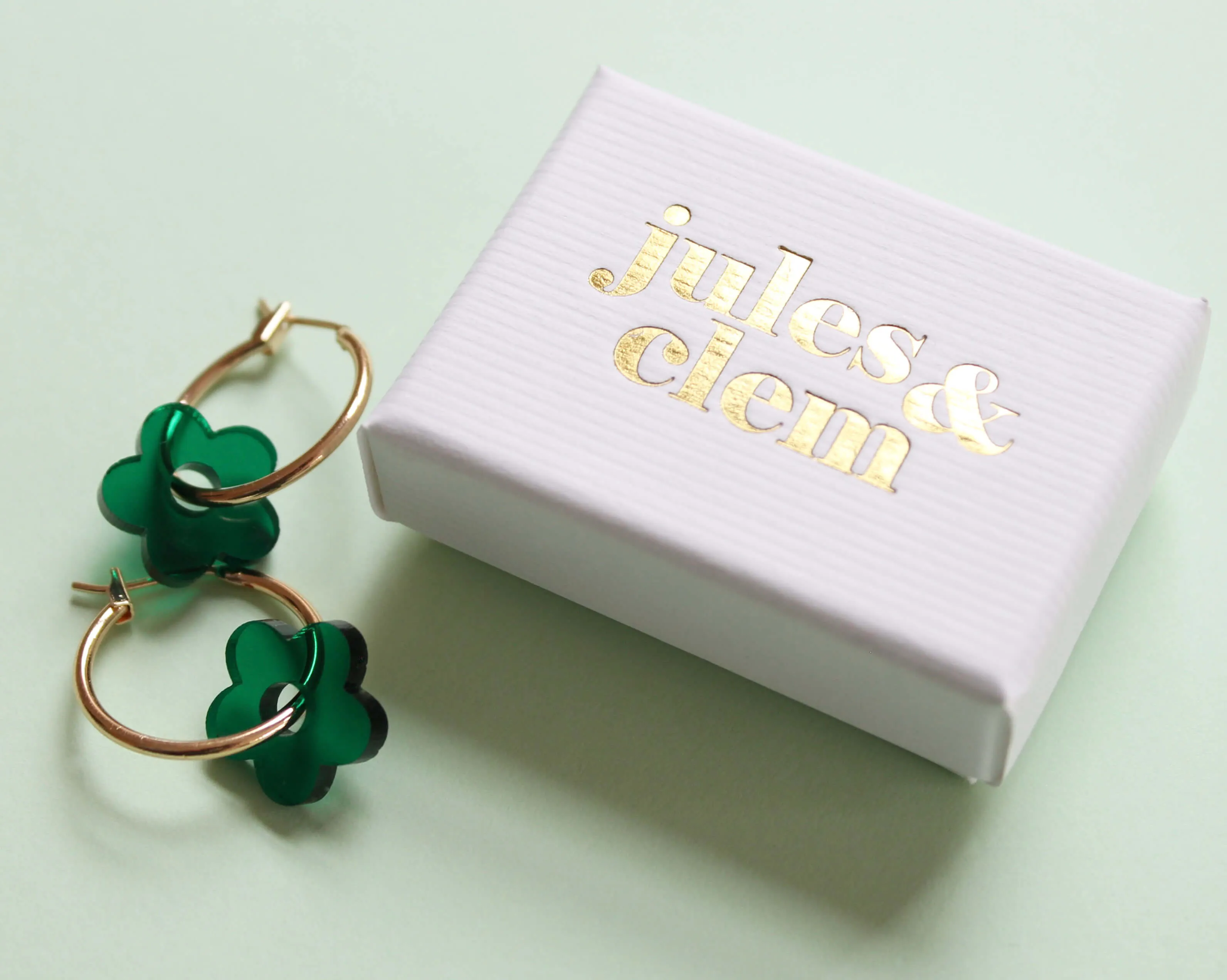 Jules & Clem Colourful Flower Hoop Earrings in Perspex & Gold Plate