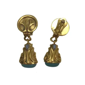 Julie Vos Earrings: Lafayette Clip-On, Chalcedony & Moonstone