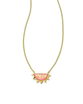 Kendra Scott - Sienna Half Sun Pendant - Gold Bright Pink Opal