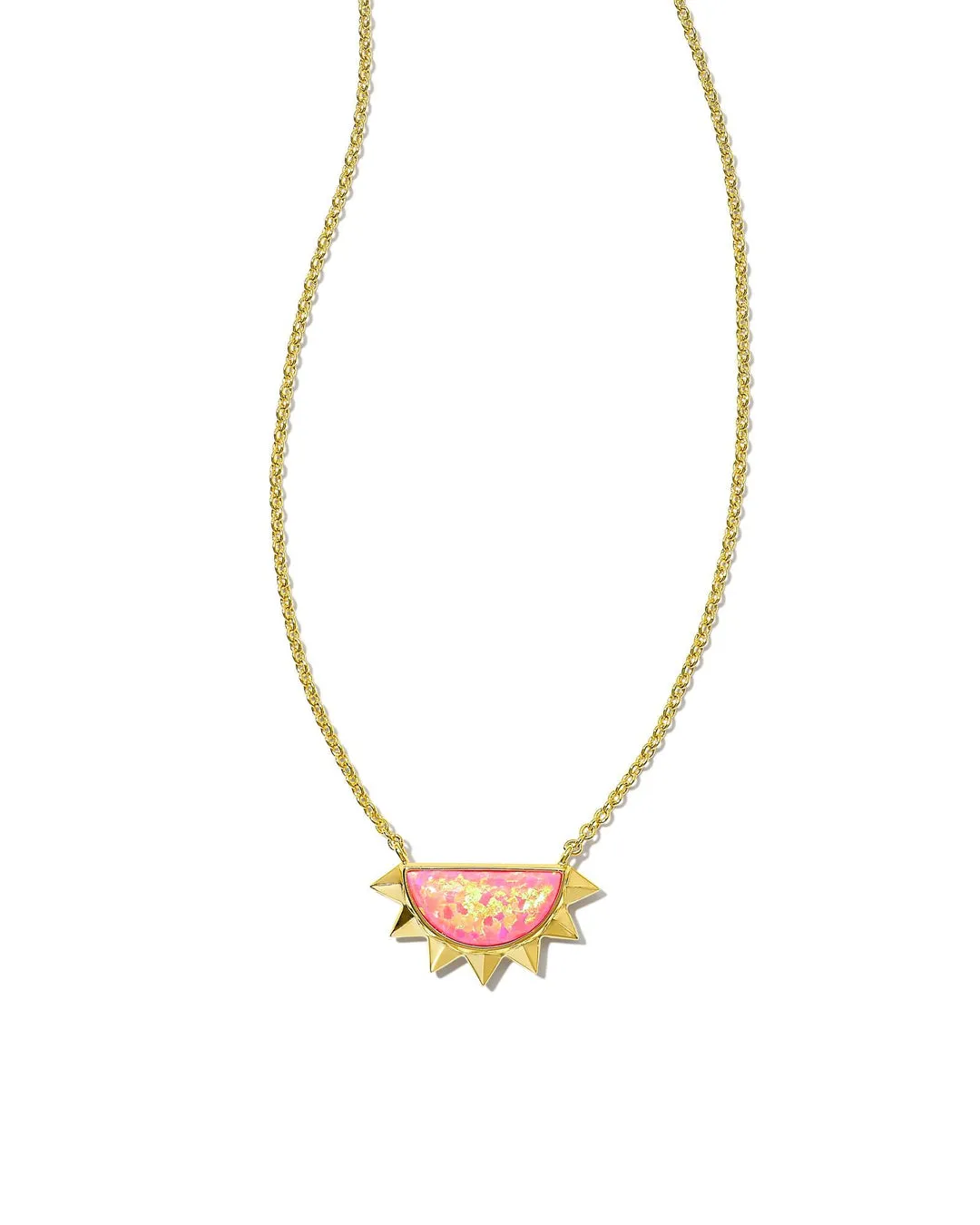 Kendra Scott - Sienna Half Sun Pendant - Gold Bright Pink Opal