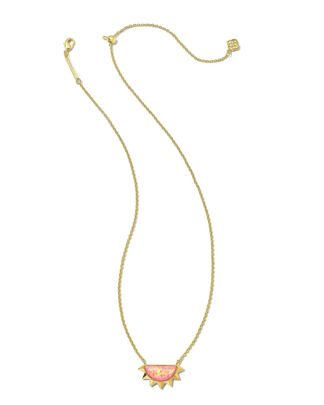 Kendra Scott - Sienna Half Sun Pendant - Gold Bright Pink Opal