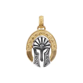 Konstantino Mens Kavafi 18K Yellow Gold Greek Warrior Helmet Pendant