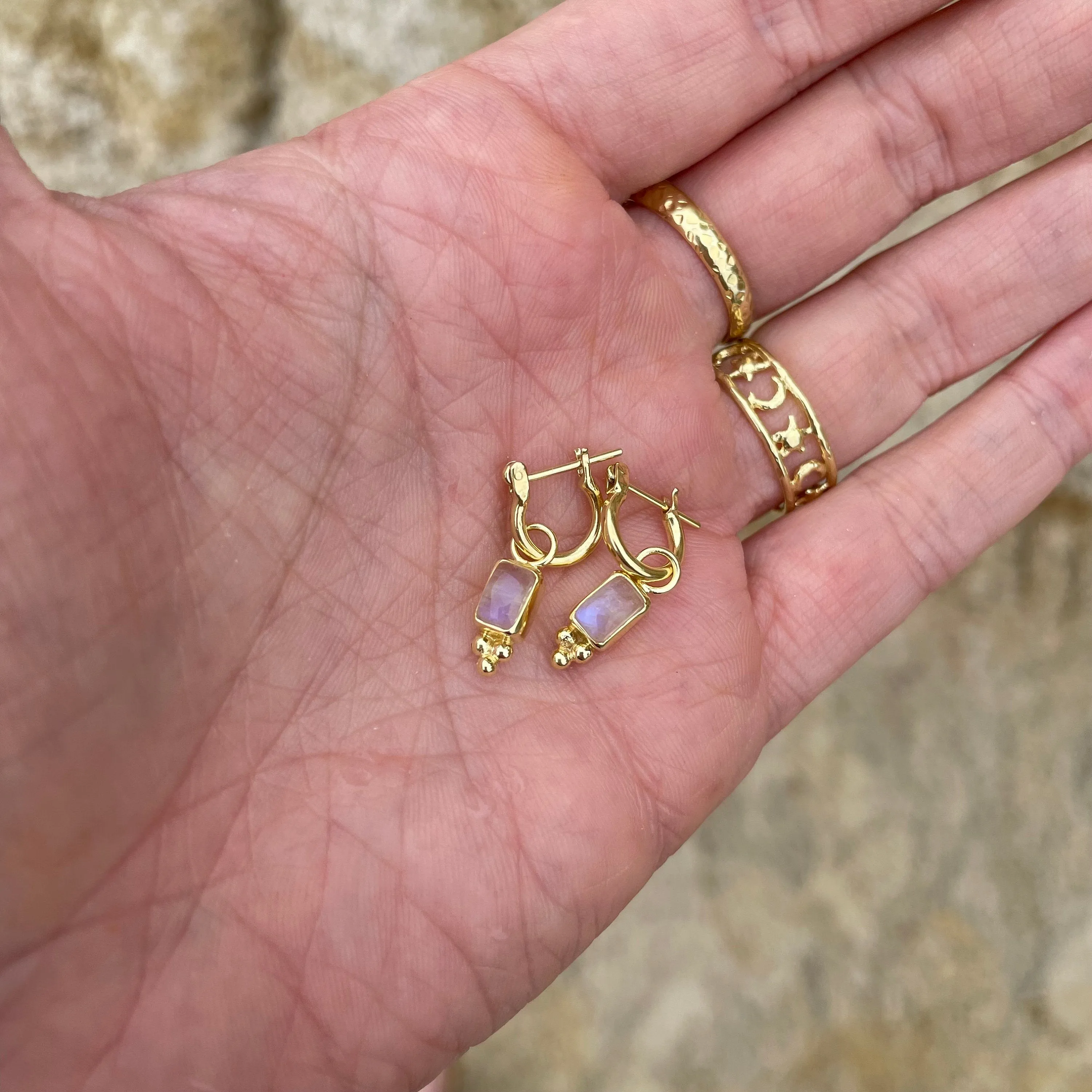 Lia Gold Rainbow Moonstone Mini Hoop Earrings