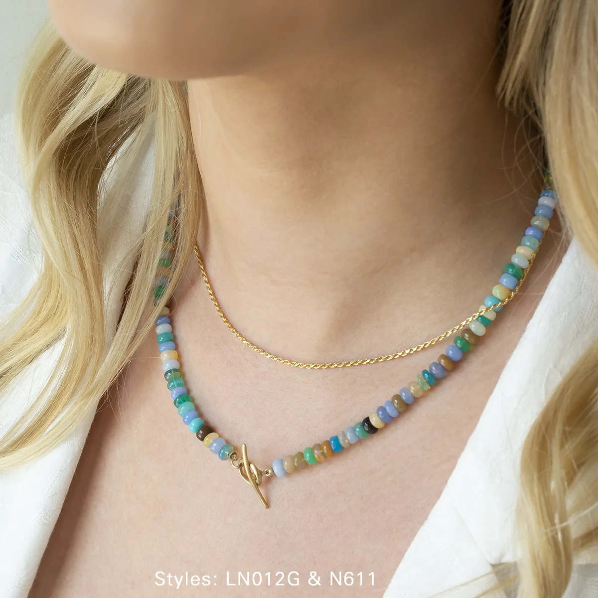 *Limited Edition* Green Multi Coloured Opal Toggle Necklace