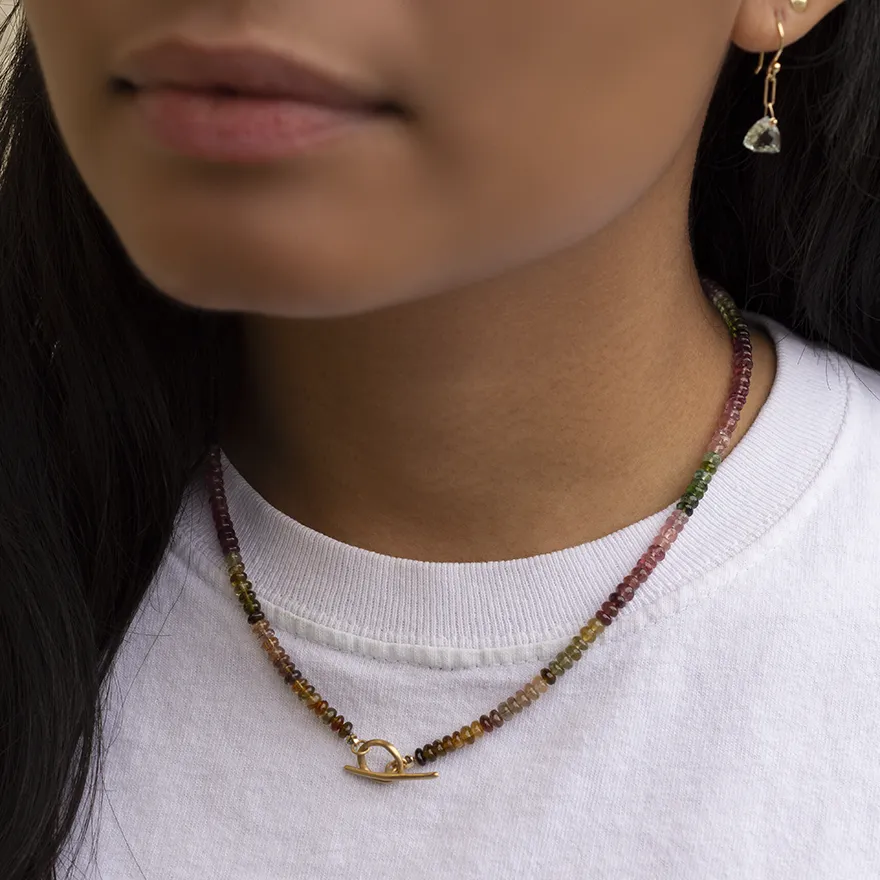 *Limited Edition* Watermelon Tourmaline Toggle Necklace