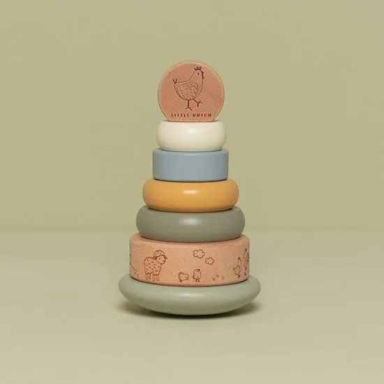 Little Dutch, Wooden Rocking Ring Stacker, Little Farm
