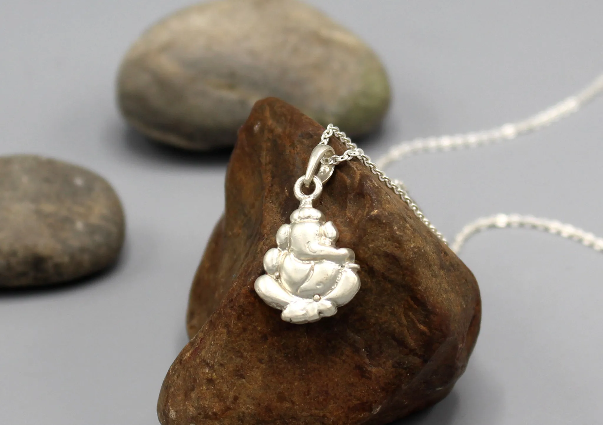 Lord Ganesha Carving Sterling Silver Pendant