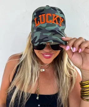 “Lucky” Embroidered Camo Hat