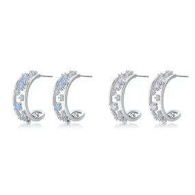 Luxury Opal Stud Earrings with Sterling Silver Embellishments
