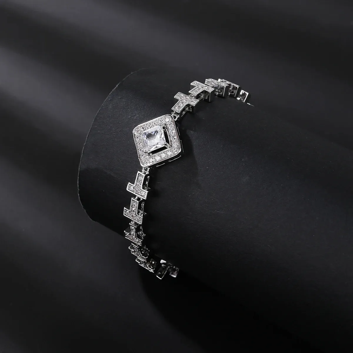 Luxury Square Cubic Zirconia Bridal Wedding Engagement Bracelet Women Jewelry Gift CK10188