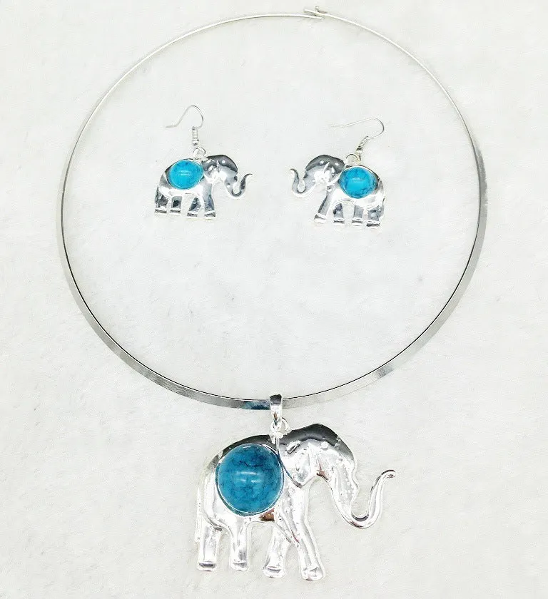 Majestic Elephant Star Necklace Set with Tribal Flair