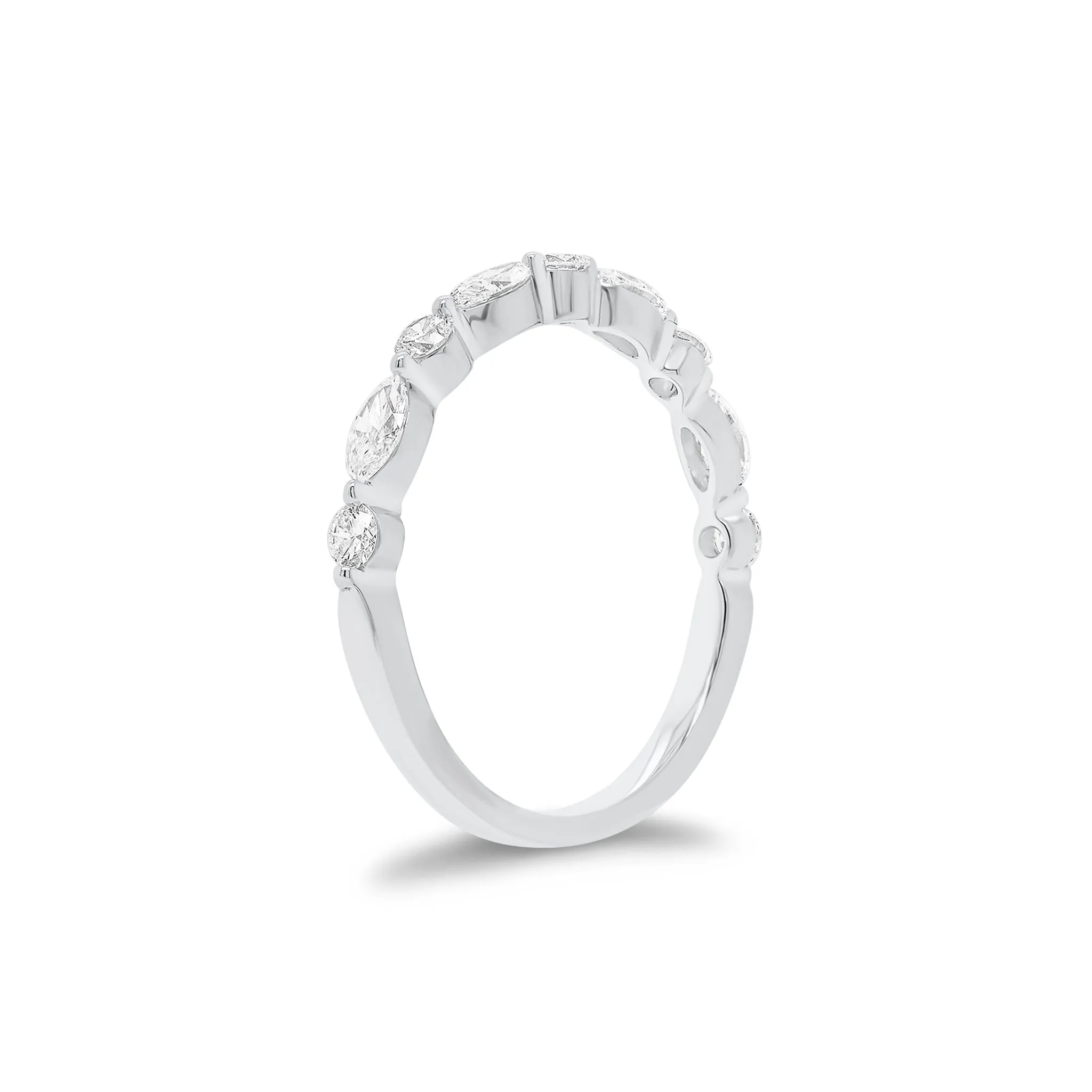 Marquise-Shaped & Round Diamond Wedding Band