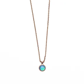 Medium Circle Stone Pendant in "Blue Opal" *Custom*