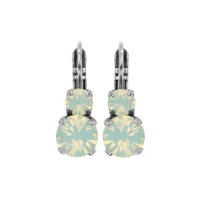 Medium Double Stone Earrings in White Opal - Antique Silver