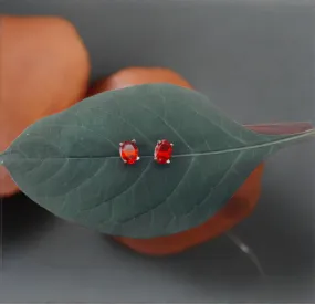 Mexican Fire Opal Earrings in 14k Yellow Gold