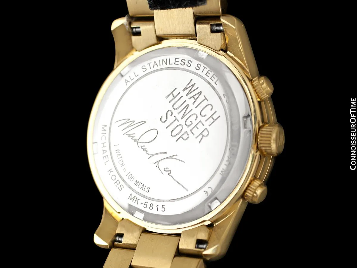Michael Kors Watch Hunger Stop Ladies Gold Tone Chronograph Watch -  Owned & Worn By Olivia Newton-John