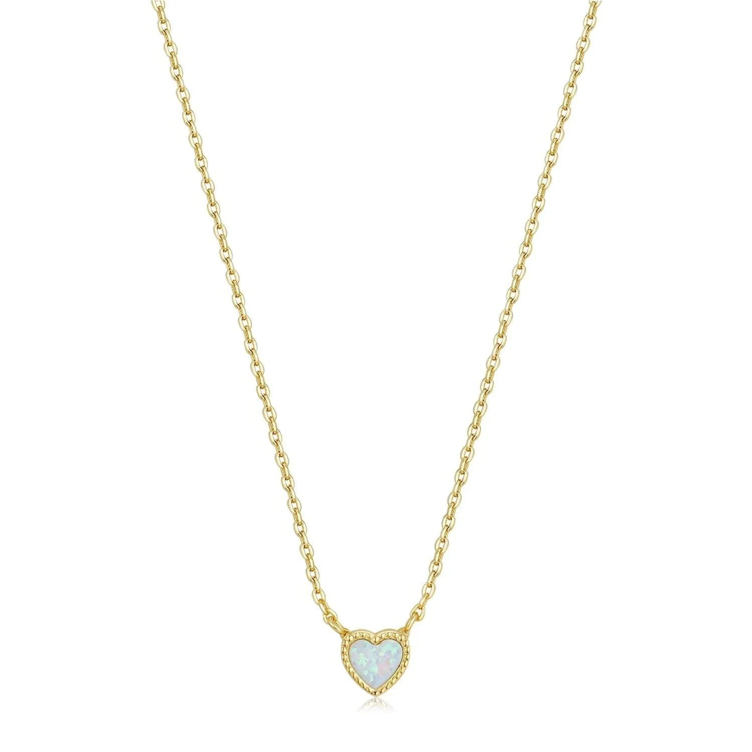 Micro Opal Heart Pendant Necklace