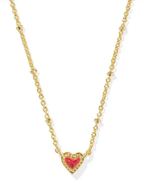 Mini Ari Heart Stlt Necklace Gold Red Kyocera Opal by Kendra Scott