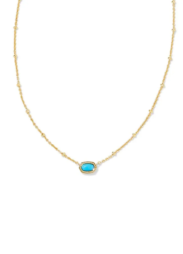 Mini Elisa Pendant Necklace Gold Turquoise by Kendra Scott