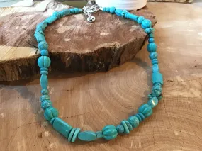 Mixed Shapes Turquoise Necklace 18"