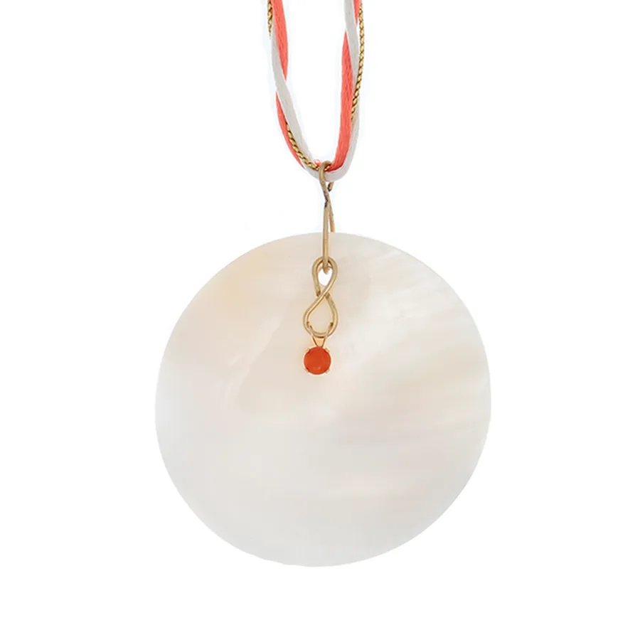 Mother-of-Pearl shell & Faceted Mexican Fire Opal Necklace